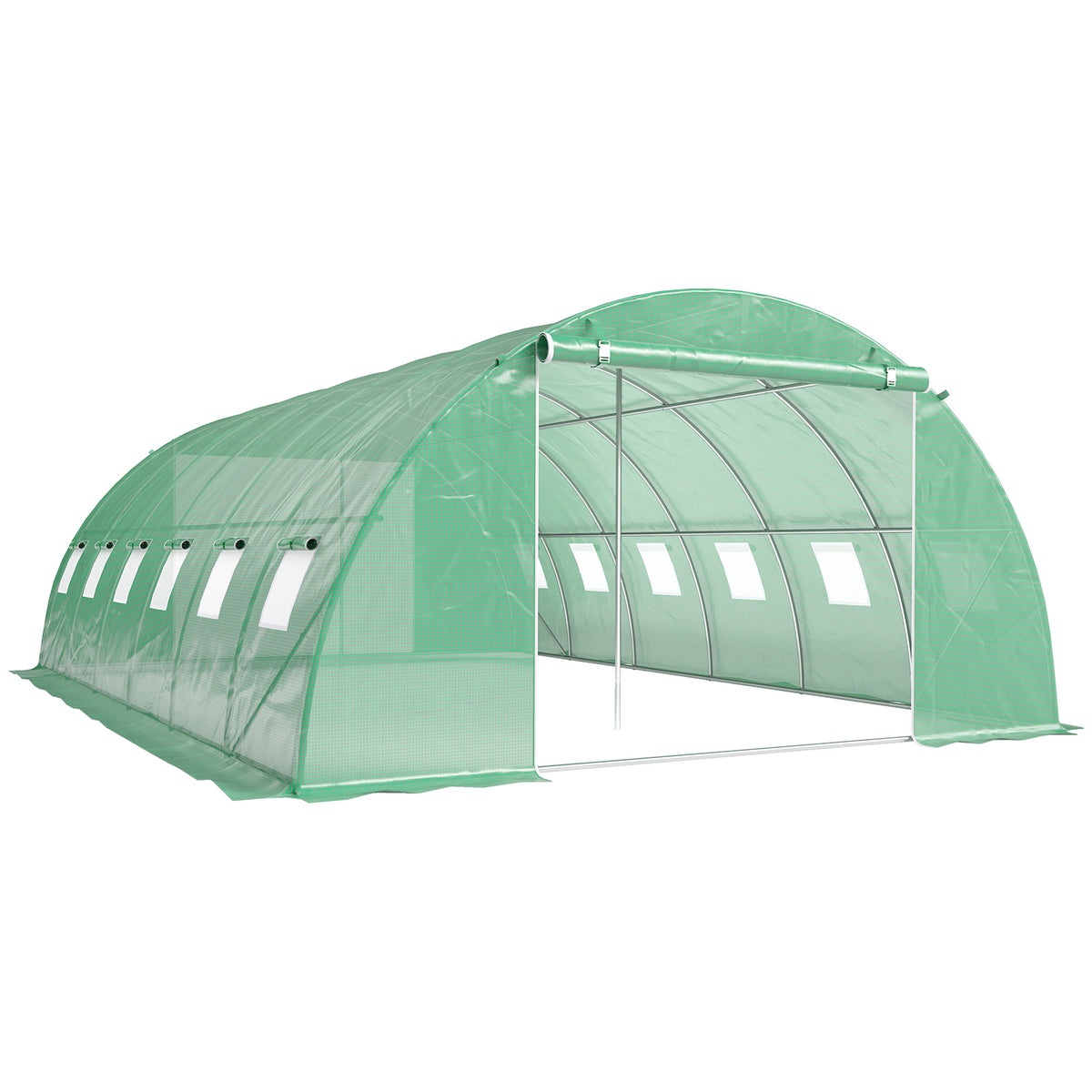 Serre Tunnel de Jardin Serre Maraîchère Acier Galvanisé Ø25mm et Structure Renforcée 395x595x199cm Vert