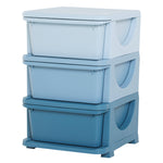 Organisateur de jouets pour enfants avec tiroirs à 3 niveaux, boîtes de rangement en plastique, 37 x 37 x 56,5 cm, bleu