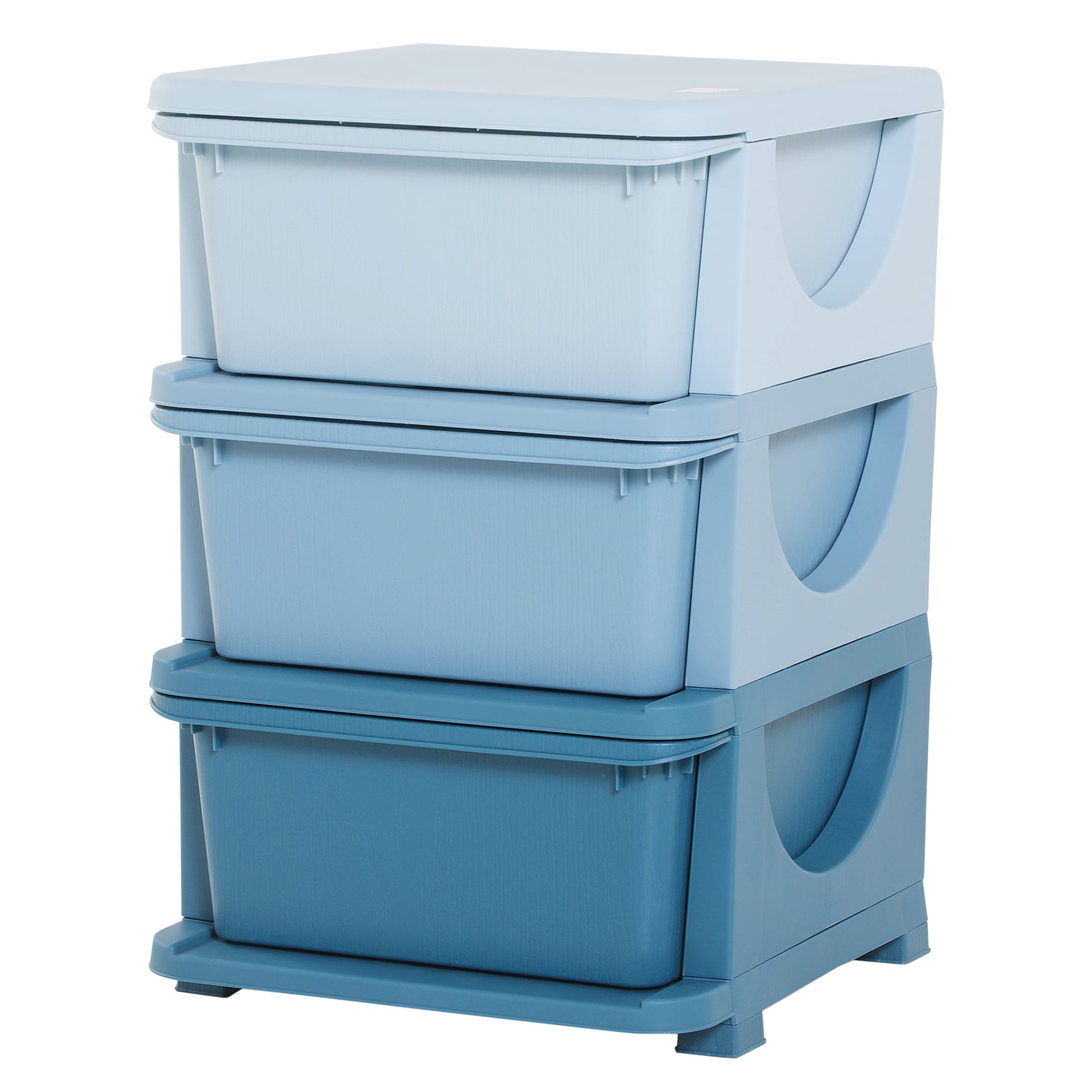 Organisateur de jouets pour enfants avec tiroirs à 3 niveaux, boîtes de rangement en plastique, 37 x 37 x 56,5 cm, bleu