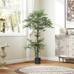 Arbre Artificiel Plante Artificiel ficus Hauteur 1,5 m Tronc Branches Liane Lichen Feuilles Grand réalisme Pot Inclus