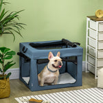 Sac de transport pliable pour animaux de compagnie avec poignée tissu en maille 69 x 51 x 51 cm bleu noir