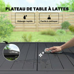 Table de jardin extensible table extérieur pour 4-6 personnes avec rallonge auto-stockée aluminium 80-160 x 80 cm noir