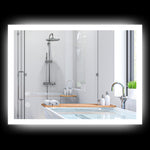 Miroir mural lumineux LED de salle de bain 80 x 60 cm 3 couleurs luminosité réglable interrupteur tactile transparent
