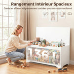 Coffre de Rangement 136 L, Banc Coffre avec 2 Charnières de Sécurité et Design Sans Poignée, 100 x 40 x 45 cm, Blanc