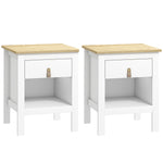 Lot de 2 tables de chevet avec tiroir et compartiment ouvert, 45 x 40 x 55 cm, blanc