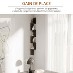 Étagère d'angle Murale à 5 Niveaux Hauteur 120 cm Forme de Zigzag en Bois Noire