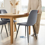 Lot de 4 chaises de salle à manger rembourrées avec dossier haut, pieds en acier et tissu effet velours, gris