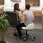 Tabouret à roulettes tabouret de travail pivotant 360° hauteur réglable 53-73 cm revêtement synthétique blanc
