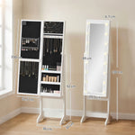 Armoire à bijoux armoire de rangement sur pieds boîte à bijoux avec miroir multi-rangements éclairage LED blanc