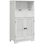 Meuble de salle de bain armoire 2 portes étagère réglable 2 tiroirs niche 61 x 30,5 x 109,5 cm blanc