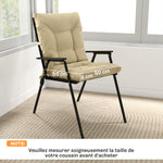 Lot de 2 coussins de chaise d'extérieur, coussins de jardin avec attaches, intérieur et extérieur, 120 x 50 x 8 cm, beige