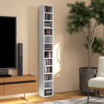 Estantería para CD y DVD con 12 compartimentos, capacidad máx. 204 CD, 21 x 20 x 175 cm, blanco