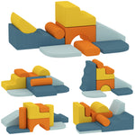 Parcours motricité bébé 9PCS, module motricité bébé en mousse avec housse amovible en revêtement velours, multicolore