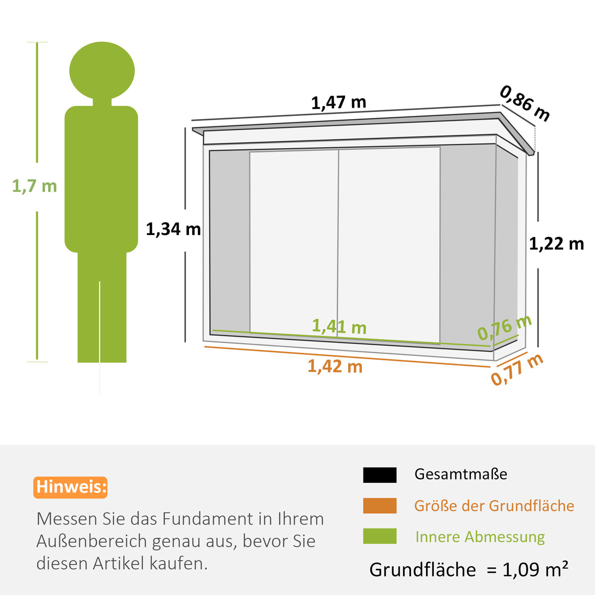 Abri de Jardin cabane de jardin 1,09 m² 2 Portes verrouillables 147 x 86 x 134 cm tôle d'acier Gris clair Blanc