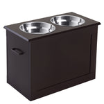 Gamelles chiens surélevées gamelle double chien chat Porte-gamelles surélevé 60L x 30l x 41H cm bois chocolat