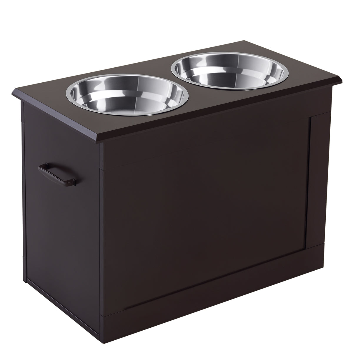 Gamelles chiens surélevées gamelle double chien chat Porte-gamelles surélevé 60L x 30l x 41H cm bois chocolat