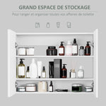 Armoire murale salle de bain avec miroir, 80 x 15 x 60 cm, meuble salle de bain, armoire de toilette avec double portes et étagères réglables, blanc