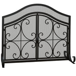 Grille de protection pour cheminée panneau unique en maille d'acier 105 x 40 x 80,5 cm noir