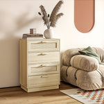 Bohemien design ladekast van rotan met 4 lades, opbergmeubel voor de woonkamer, de gang, de hal, naturel hout