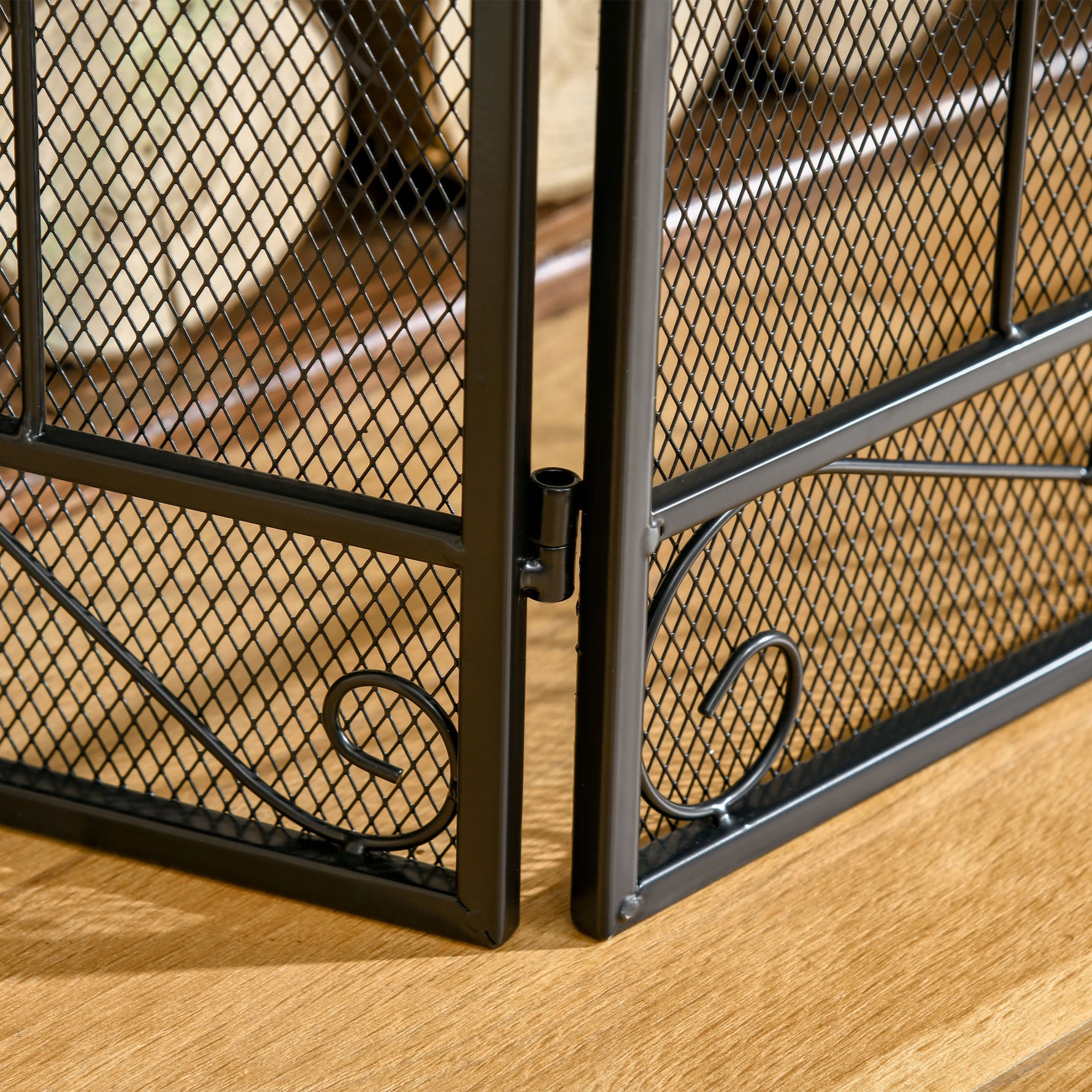 Grille de Protection pour cheminée - Pare-feu Large pour cheminée ou poêle - Pare-étincelles - barrière de sécurité - 3 Volets Pliables - Acier métal Noir