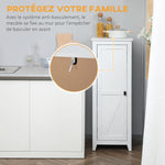 Armadietto da appoggio credenza cucina mobiletto multiuso per bagno salvaspazio stile classico con 2 ripiani regolabili - Altezza 120 cm in legno bianco