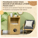 Mobile toilette per gatti, mobile lettiera per gatti a 3 livelli, scomparto chiuso da un'anta, 1 cuscino, 60 x 45 x 103 cm
