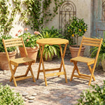 Set de bistró plegable de 3 piezas de madera de acacia con mesa redonda y 2 sillas, sin montaje, 60x60x75 cm, natural