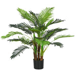 Künstliche Palme H. 1 m Kunstbaum Stamm Äste Flechten Blätter sehr realistisch Topf inklusive