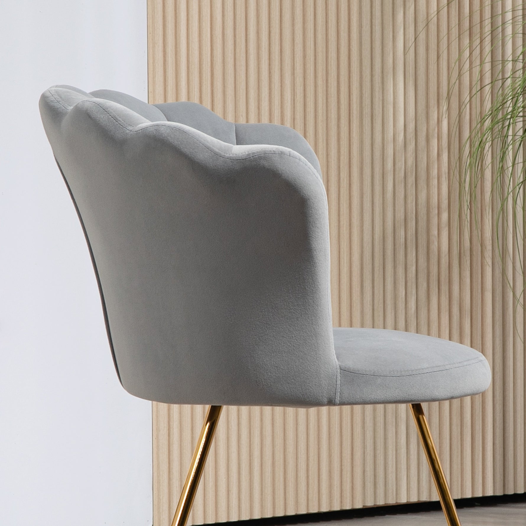 Fauteuil coquillage chaise coiffeuse fauteuil en velours fauteuil de salon avec pieds en acier 69 x 64 x 80 cm gris