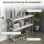 Table console en acier 2 étagères design moderne pour salon entrée couloir 100 x 30 x 87 cm blanc