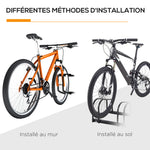 Râtelier 6 vélos range-vélos support de rangement pneu 65 mm sol ou mural pour VTT enfants BMX 179 x 33 x 27 cm acier noir