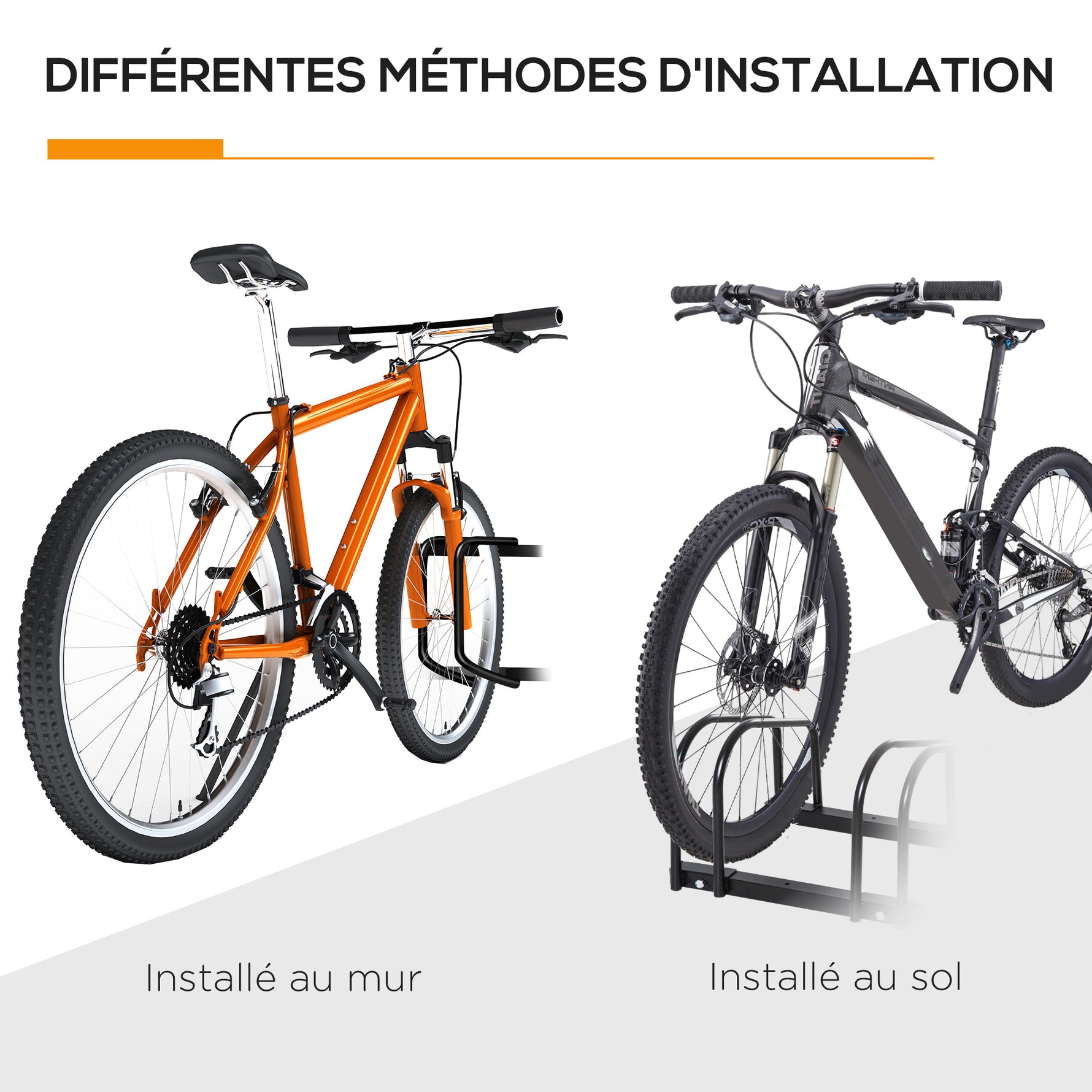 Râtelier 6 vélos range-vélos support de rangement pneu 65 mm sol ou mural pour VTT enfants BMX 179 x 33 x 27 cm acier noir