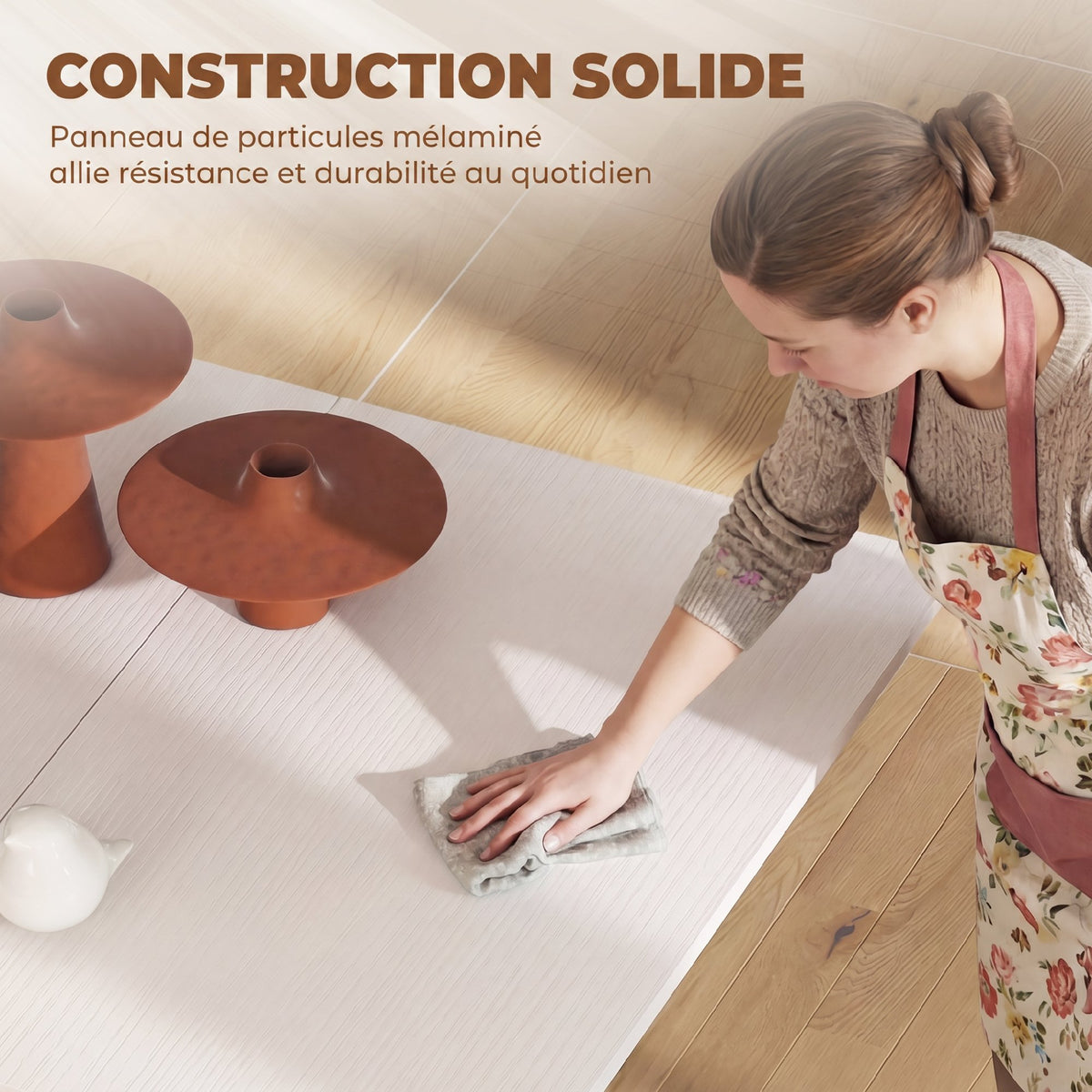 Tavolo da pranzo pieghevole, tavolo da cucina allungabile per 2-4 persone, 2 ribalte, 120 x 72 x 75 cm, bianco