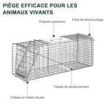 Opvouwbare vangkooi voor kleine dieren zoals ratten en muizen - 2 deuren handvat 81 x 26 x 34,5 cm grijs staal