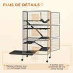 Cage pour rongeurs multifonction 4 plateformes 3 rampes 4 portes dim. 80L x 52l x 159H cm acier gris argenté noir
