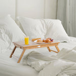 Table de lit plateau pour ordinateur en bois de bambou plateau inclinable pliable réglable en hauteur naturel