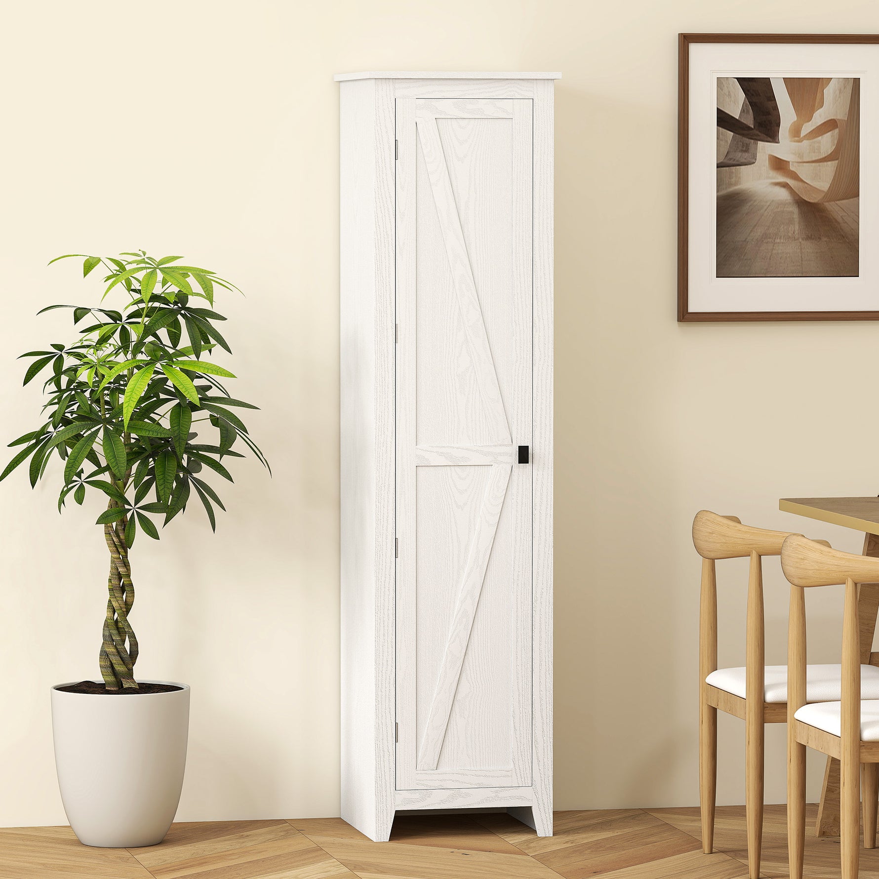 Armoire de Rangement buffet cuisine avec 2 étagères réglables- Hauteur 170 cm en Bois Blanc
