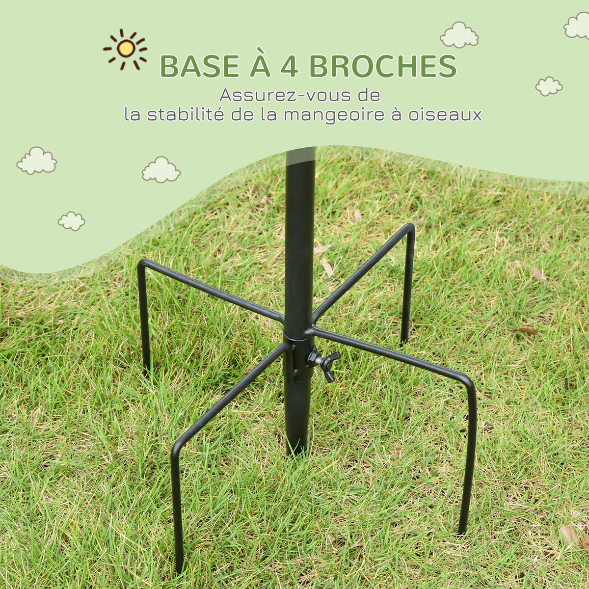 Station d'alimentation pour oiseaux en acier, mangeoir à oiseaux sur pied 208H cm avec 4 crochets, noir