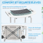 Sedile doccia regolabile in altezza, sgabello doccia ergonomico, piedini antiscivolo, carico max. 135 kg, alluminio HDPE, grigio