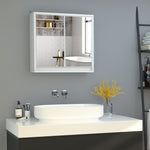 Armoire Murale Miroir Salle de Bain 2 étagères dim. 48L x 14l x 45H cm Panneaux Particules MDF Blanc