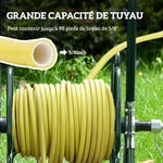 Dévidoir de tuyau d'arrosage sur roues capacité 30 m de tuyau de Ø 16mm dévidoir chariot enrouleur métal vert
