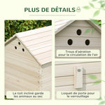 Abri pour canards maison pour canards avec toit ouvrant ventilation et porte-rampe 100 x 82,5 x 91 cm bois naturel