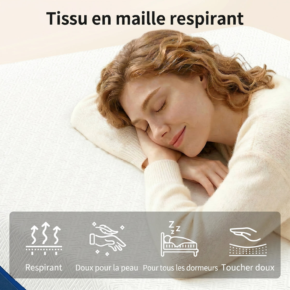Matelas 140x190cm, matelas 2 personnes, mousse à mémoire de forme au thé vert, housse amovible lavable, fermeté moyenne