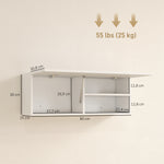 Armoire murale de salle de bain, meuble de rangement suspendu avec porte à charnières, 80 x 25 x 30 cm, blanc