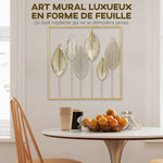 Décoration murale en métal moderne, sculpture murale en métal en forme de feuille, 70 x 70 cm, doré