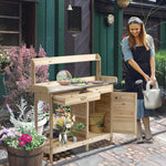 Table de rempotage table de jardinage avec 2 étagères, tiroir, placard, plateau tôle acier galvanisé avec