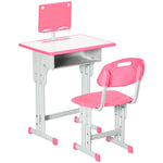 Bureau et chaise pour enfant avec support de lecture casier crochet et porte stylo 60 x 45x 90-102 cm rose