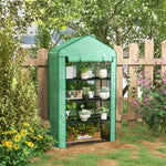 Serre de Jardin Balcon étagère Serre 4 Niveaux 90L x 49l x 160H cm Acier galvanisé bâche Amovible PE Haute densité Vert