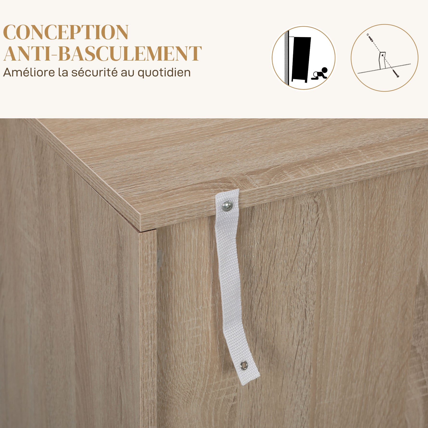 Buffet salon meuble de rangement armoire de cuisine avec placard 2 portes et étagères réglables 108 x 40 x 80 cm, chêne