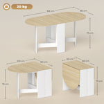 Inklapbare eettafel, ovale keukentafel inklapbaar voor maximaal 6 personen, voor kleine ruimtes, eetkamer, naturel hout